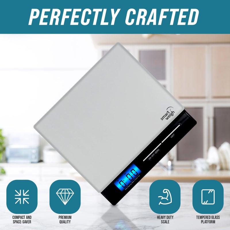 Smart Weigh Professional USPS Postal Scale with Tempered Glass Platform, Multiple Weighing Modes and Tare Function, Silver Shipping Scale, Platform Scale, 11 pounds/ 5 Kilograms - Image 4