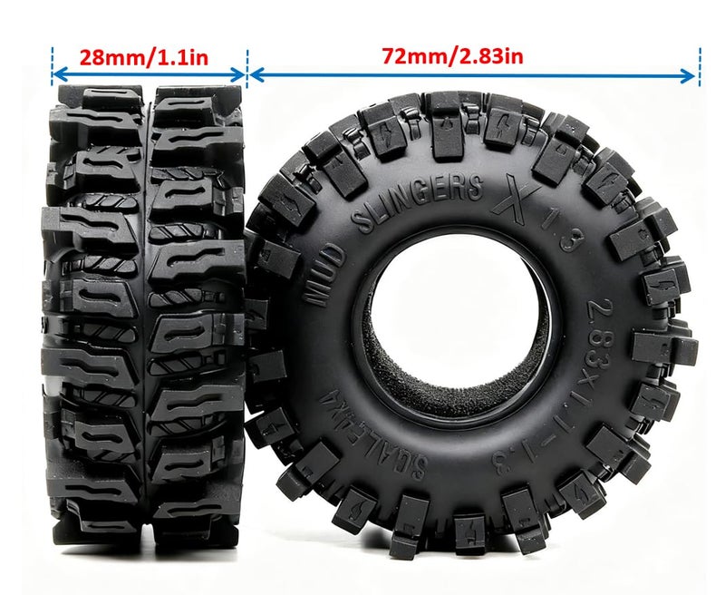 HOBBYSOUL RC 1.3 tires 72mm * 28mm Mud Slingers X Super Soft Sticky Tyres For RC 1/24 1/18 Scale Crawler TRX4M high Trail SCX24 Upgrades - Image 3