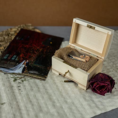 Creative Deco Large Wooden Jewelry Box | Lockable Storage Box with Lock & Key | 7.87 x 5.70 x 4.60 in | Plain, Unpainted & Unfinished | Keepsake Trinket Treasure Chest - Image 5
