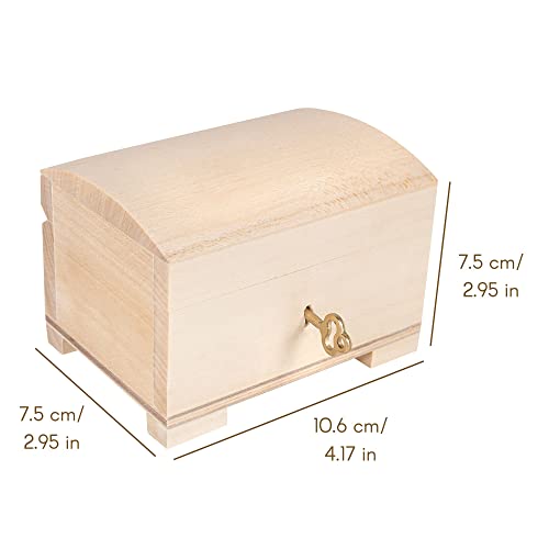 Creative Deco Large Wooden Jewelry Box | Lockable Storage Box with Lock & Key | 7.87 x 5.70 x 4.60 in | Plain, Unpainted & Unfinished | Keepsake Trinket Treasure Chest - Image 2