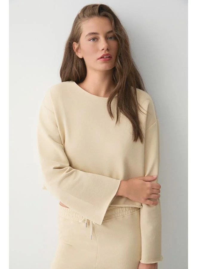 Ethiquet  SEDNA Women's Loose and Round-Collared Wide-Leg Organic Cotton Vanilla Top-and-Bottom Set. for Women | Best Price UAE