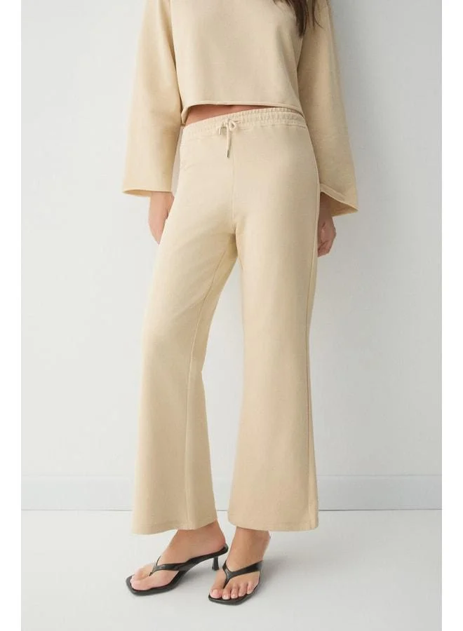 Ethiquet  SEDNA Women's Loose and Round-Collared Wide-Leg Organic Cotton Vanilla Top-and-Bottom Set. for Women | Best Price UAE