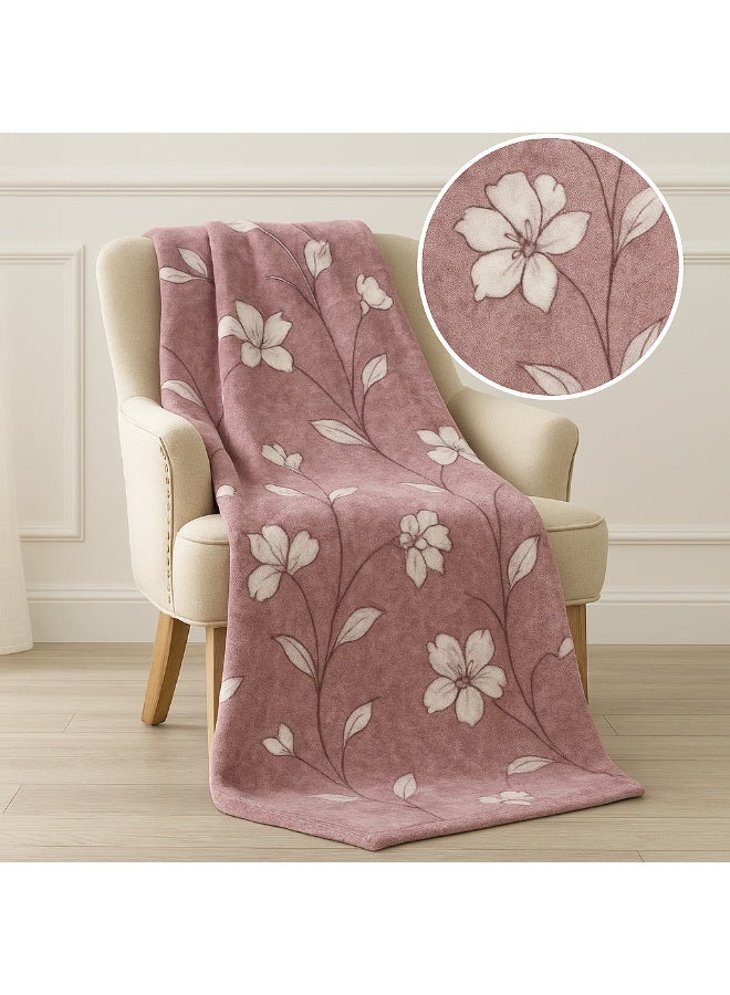 مون بطانية فلانيل خفيفة وفاخرة لجميع فصول السنة – مقاس كينغ 200×220 سم من الألياف الدقيقة فائقة النعومة بنقشة أزهار أنيقة، مثالية للسرير، الأريكة والسفر - Image 5