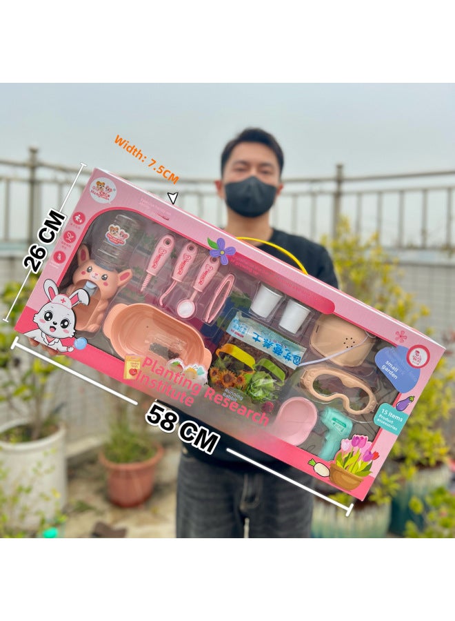 Children's Simulation Kitchen Play House Toy Vegetable Fruit Food Refrigerator Set Girl Toy Agency Gift-Specifications:811-342 Miss Rabbit Planting Research Institute 【Big Gift Box】】 - Image 1