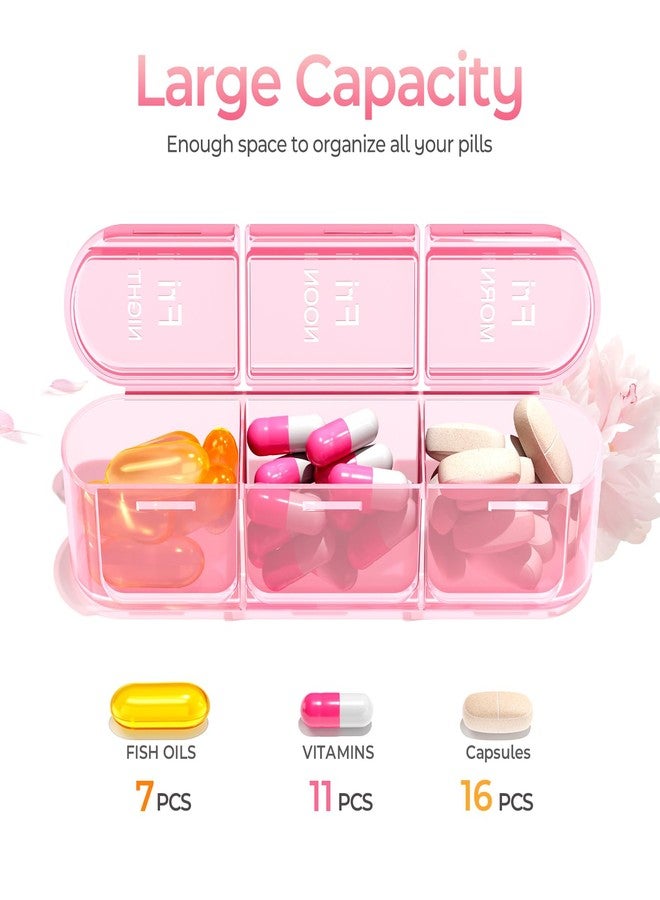 Daviky Pill Organizer 3X a Day, Weekly Pill Box 7 Day, Travel Pill Case with Large Containers, 3 Times Medcine Organizer for Vitamins, Medication, Supplements and Fish Oils (Pink) - Image 2