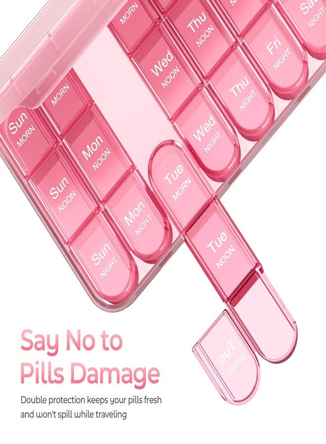 Daviky Pill Organizer 3X a Day, Weekly Pill Box 7 Day, Travel Pill Case with Large Containers, 3 Times Medcine Organizer for Vitamins, Medication, Supplements and Fish Oils (Pink) - Image 5