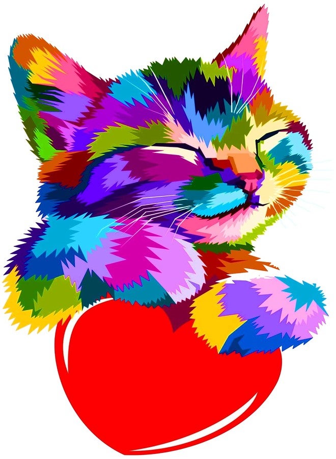 RNG GRAPHICS PVC Vinyl Colorful Little Katty Cat Wall Sticker for Kids Room Decoration - Animal Art, Multicolor, Modern, 35 CM x 60 CM-Self-Adhesive - Image 1