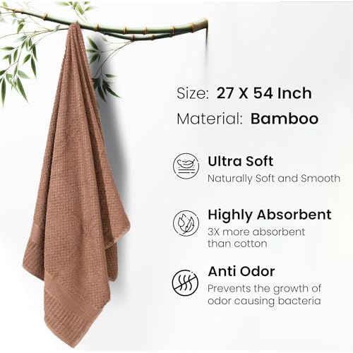Mush Hearth & Haven Bamboo Towels for Bath Large Size | 450 GSM Bamboo Bath Towel for Men & Women | Soft, Highly Absorbent & Quick Dry | 70 X 140 cms (Desert Sand) - Image 3