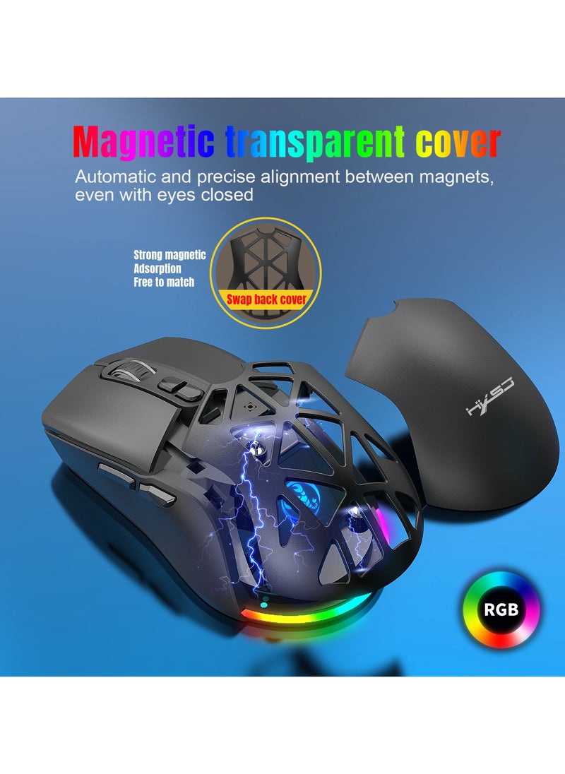 HXSJ - HXSJ New T26 Dual-Mode Wireless Mouse RGB Backlight 4800dpi built-in 650mAh rechargeable battery BT5.1 - Image 1
