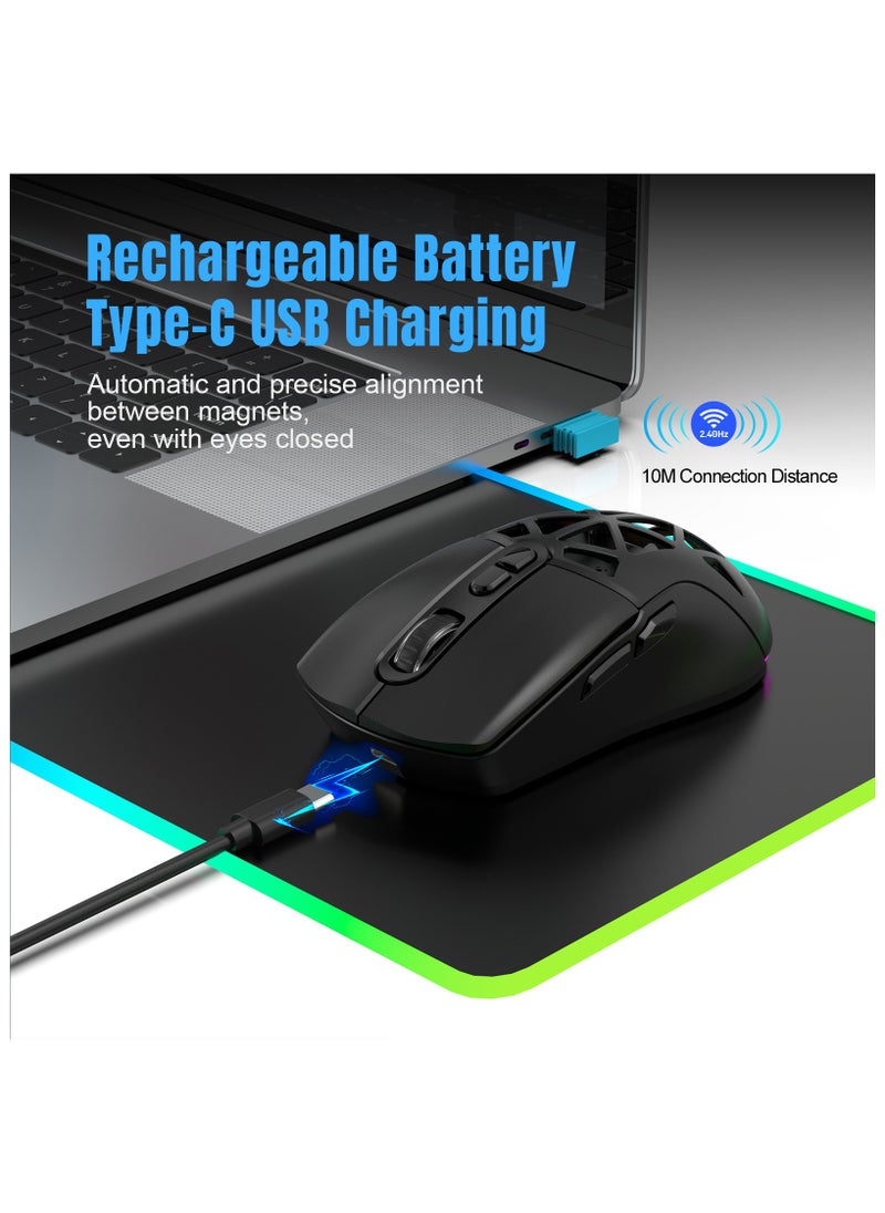 HXSJ - HXSJ New T26 Dual-Mode Wireless Mouse RGB Backlight 4800dpi built-in 650mAh rechargeable battery BT5.1 - Image 1