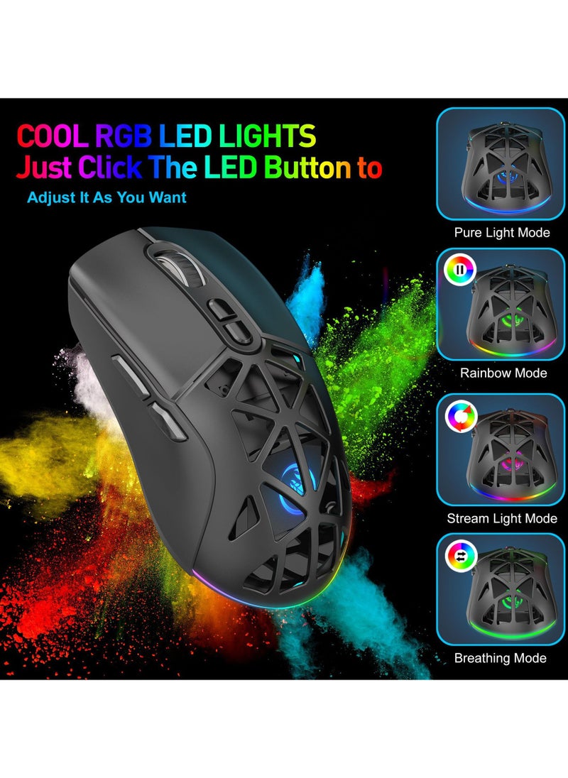HXSJ - HXSJ New T26 Dual-Mode Wireless Mouse RGB Backlight 4800dpi built-in 650mAh rechargeable battery BT5.1 - Image 1