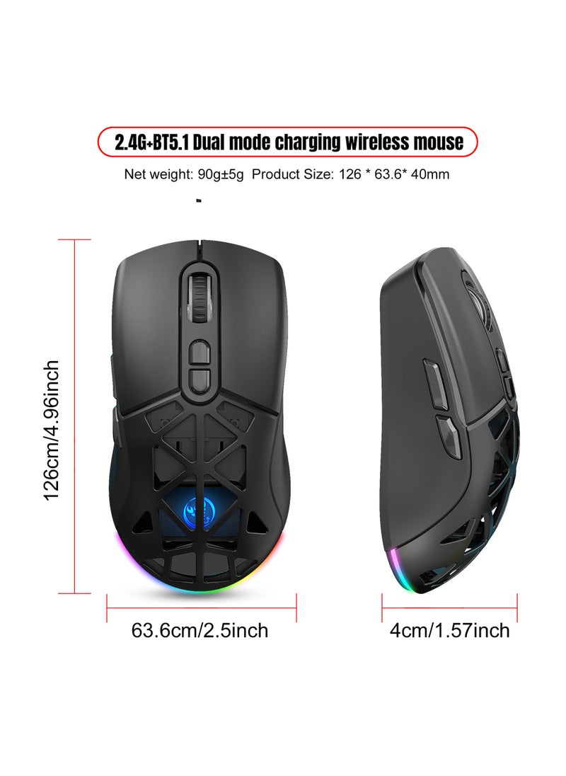 HXSJ - HXSJ New T26 Dual-Mode Wireless Mouse RGB Backlight 4800dpi built-in 650mAh rechargeable battery BT5.1 - Image 1