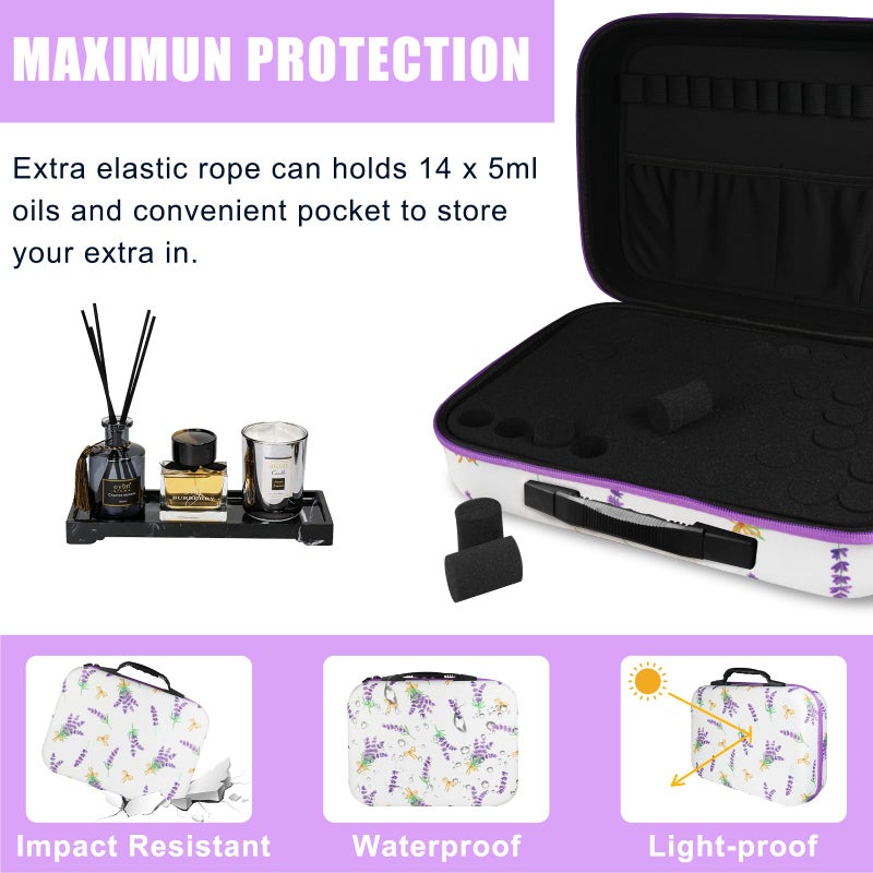 ZORETCO EVA Essential Oil Storage Carrying Case, 70 Bottles, Essential Oils Box for 5ml 10ml 15ml Roller Bottles Travel Storage Organizer Bag for doTERRA & Young Livingï¼ˆFlower Patternï¼‰ - Image 4