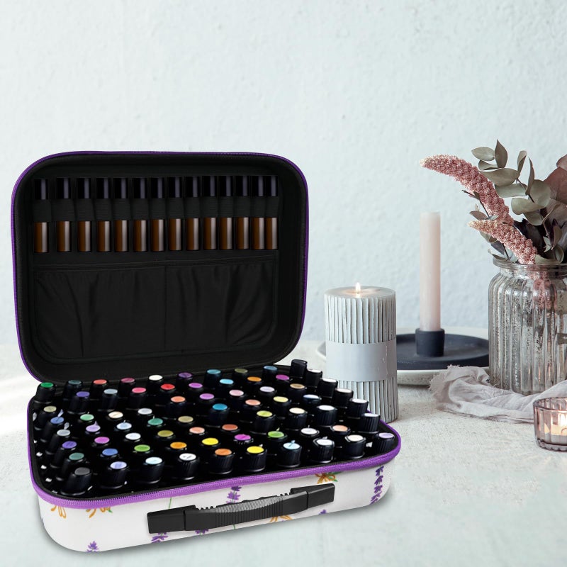 ZORETCO EVA Essential Oil Storage Carrying Case, 70 Bottles, Essential Oils Box for 5ml 10ml 15ml Roller Bottles Travel Storage Organizer Bag for doTERRA & Young Livingï¼ˆFlower Patternï¼‰ - Image 5