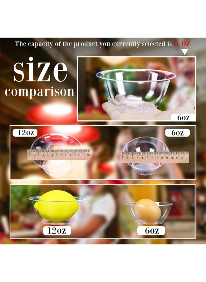 80 Pack 6 oz Hard Plastic Bowls, Small Disposable Clear Soup Bowls, Ice Cream Bowls for Serving, Weddings, Catering, Home or Event Party Supplies - Image 5