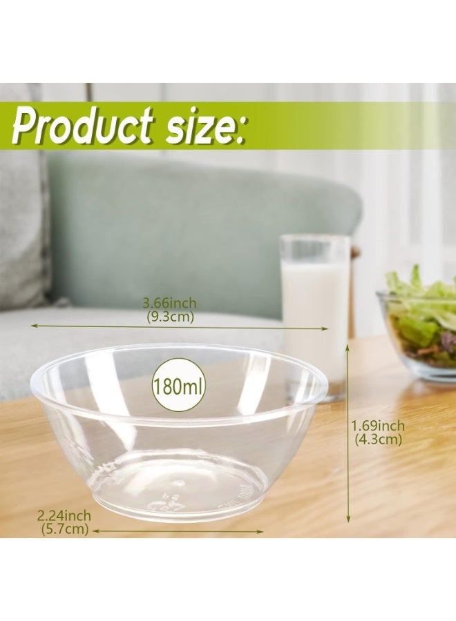 80 Pack 6 oz Hard Plastic Bowls, Small Disposable Clear Soup Bowls, Ice Cream Bowls for Serving, Weddings, Catering, Home or Event Party Supplies - Image 2