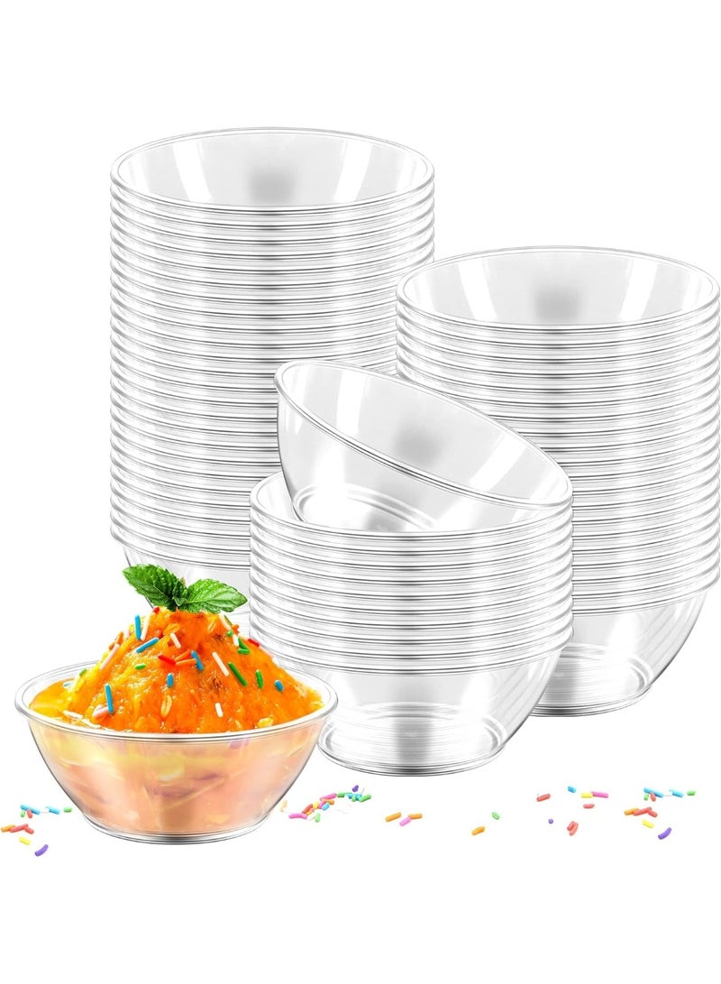 80 Pack 6 oz Hard Plastic Bowls, Small Disposable Clear Soup Bowls, Ice Cream Bowls for Serving, Weddings, Catering, Home or Event Party Supplies - Image 1