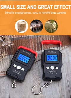 WeiHeng 50kg/5g Mini Electronic Weighing Scale With Backlight LCD Digital Portable Hanging Hook Scale Travel Luggage Scales  - Image 2