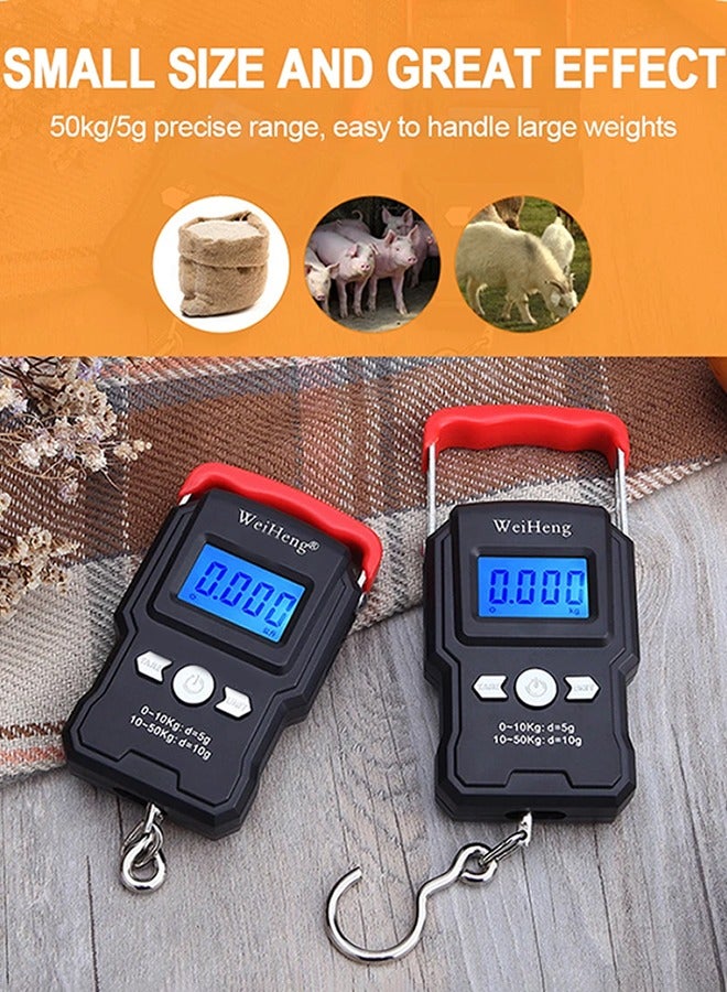 وي هانج ميزان إلكتروني صغير لوزن الأمتعة - 50 كجم/5 جم مع شاشة LCD مضيئة وخطاف تعليق - Image 2