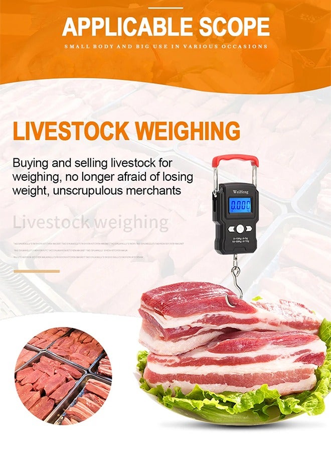 وي هانج ميزان إلكتروني صغير لوزن الأمتعة - 50 كجم/5 جم مع شاشة LCD مضيئة وخطاف تعليق - Image 3