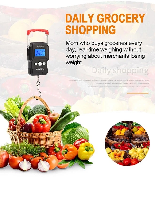 وي هانج ميزان إلكتروني صغير لوزن الأمتعة - 50 كجم/5 جم مع شاشة LCD مضيئة وخطاف تعليق - Image 4
