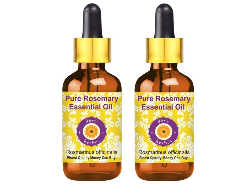 Deve Herbes Deve Herbes Rosemary Essential Oil Rosmarinus officinalis with Glass Dropper for Healthy Hair Pure  NonSticky  Nongreasy  Lightweight  Men  Women  All Skin Types  Steam Distilled 100ml X 2  - Image 1