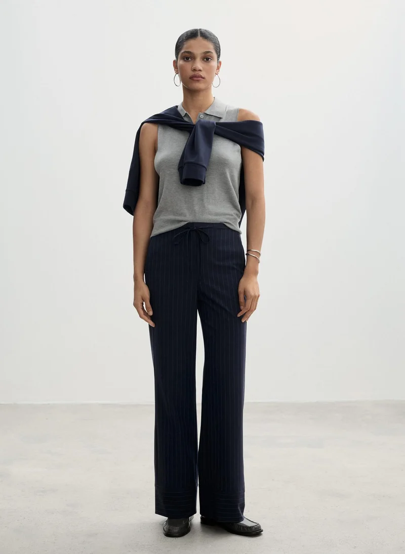 مانجو Chalk Stripe Straight Trousers