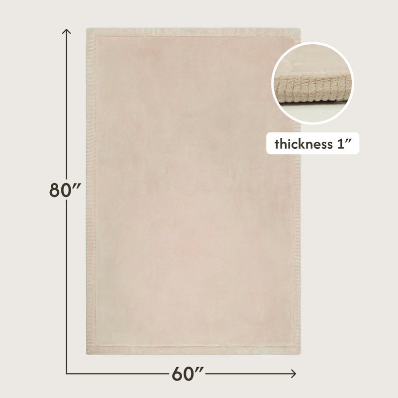 Hakuna Matte CloudSoft Mat for Floor 60" x 80" Beige â€“ Coral Velvet Memory Foam Rug â€“ Non-Slip, Water-Resistant - Image 3