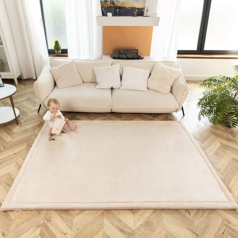 Hakuna Matte CloudSoft Mat for Floor 60" x 80" Beige â€“ Coral Velvet Memory Foam Rug â€“ Non-Slip, Water-Resistant - Image 2