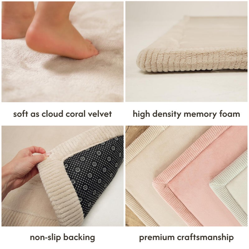 Hakuna Matte CloudSoft Mat for Floor 60" x 80" Beige â€“ Coral Velvet Memory Foam Rug â€“ Non-Slip, Water-Resistant - Image 4