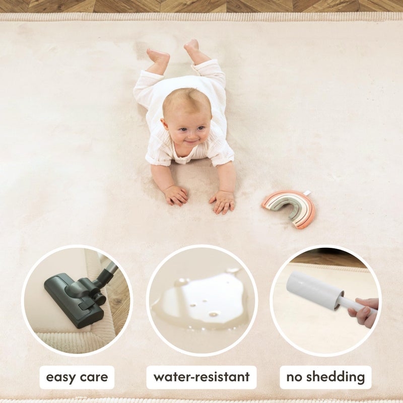 Hakuna Matte CloudSoft Mat for Floor 60" x 80" Beige â€“ Coral Velvet Memory Foam Rug â€“ Non-Slip, Water-Resistant - Image 5