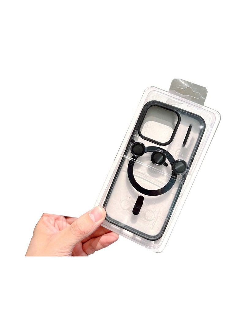 Suitable for iPhone 15 Pro Max with Complete Shock Protection, Transparent Back Cover, Ultra-Thin Phone Cover with Lens Protection Film, Magnetic Protection Cover - Image 1