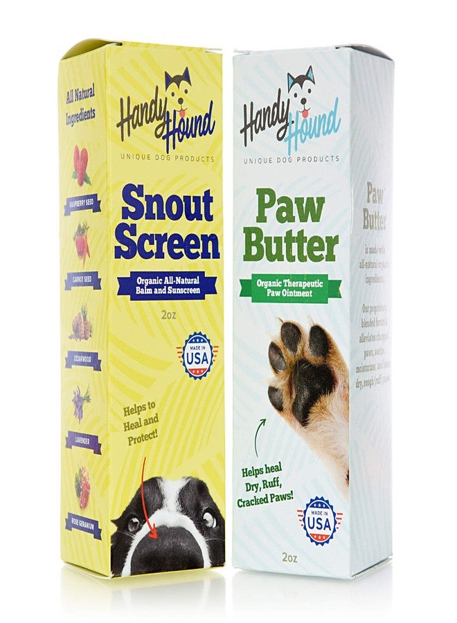 Handy Hound SnoutScreen and Paw Butter Bundle for Dogs, Dog Sunscreen for Nose and Ears, Lick Safe Paw Balm for Dry Cracked Paws, Dog Beach Essentials, for Severe Dry Skin Relief - 4oz - Image 1