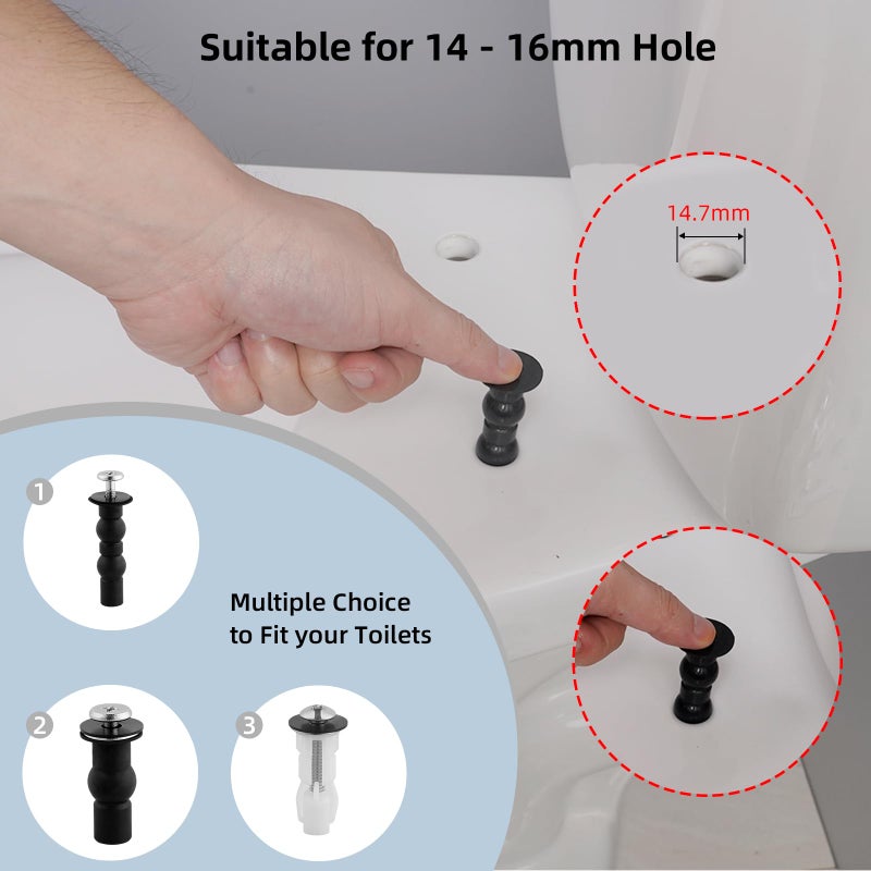 Hibbent Universal Toilet Seats Screws and Bolts, Metal Toilet Seat Hinges Bolt Screws with Fixings Expanding Rubber, Toilet Seat Replacement Parts Kit(5 Choices) - Image 2