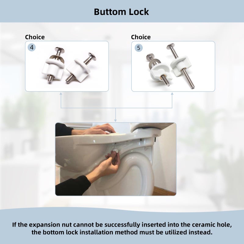 Hibbent Universal Toilet Seats Screws and Bolts, Metal Toilet Seat Hinges Bolt Screws with Fixings Expanding Rubber, Toilet Seat Replacement Parts Kit(5 Choices) - Image 3