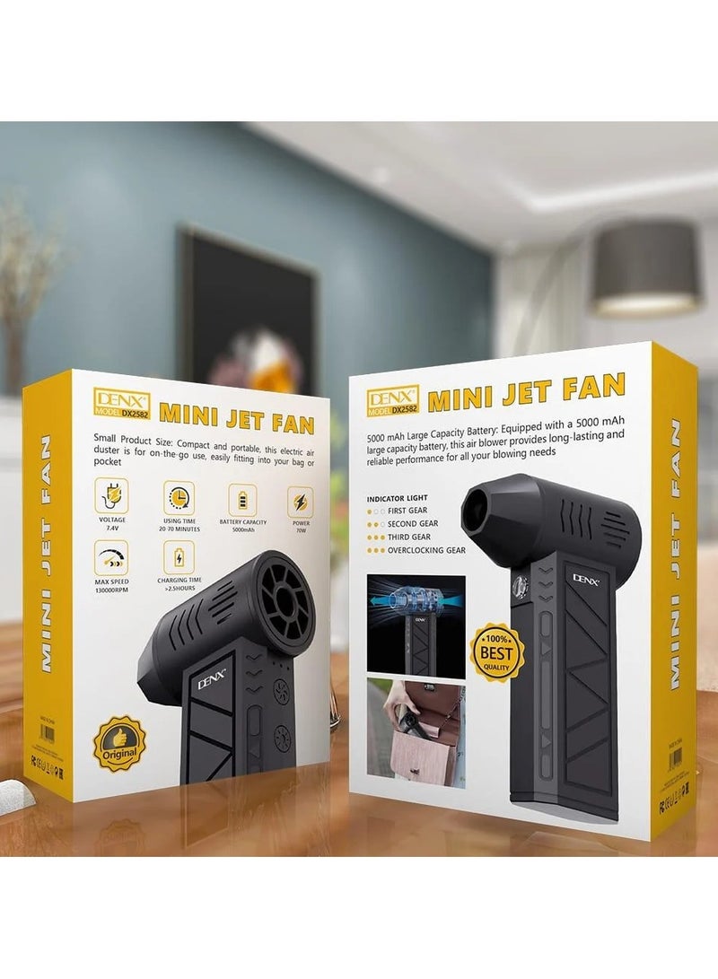 Denx MINI JET FAN Portable Handheld – 70W High‑RPM Cooling Fan with 5000 mAh Battery - Image 3