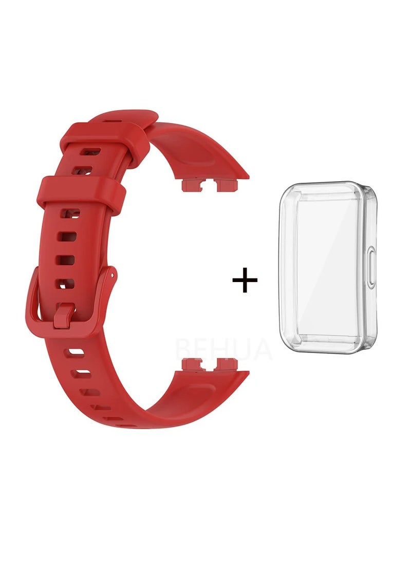 HW Silicone Watchband For Huawei Band 8 Huawei Band 9 Strap SmartWatch WristbandBracelet Wriststrap Sport Replacement，Transparent Protective Shell  - Image 1