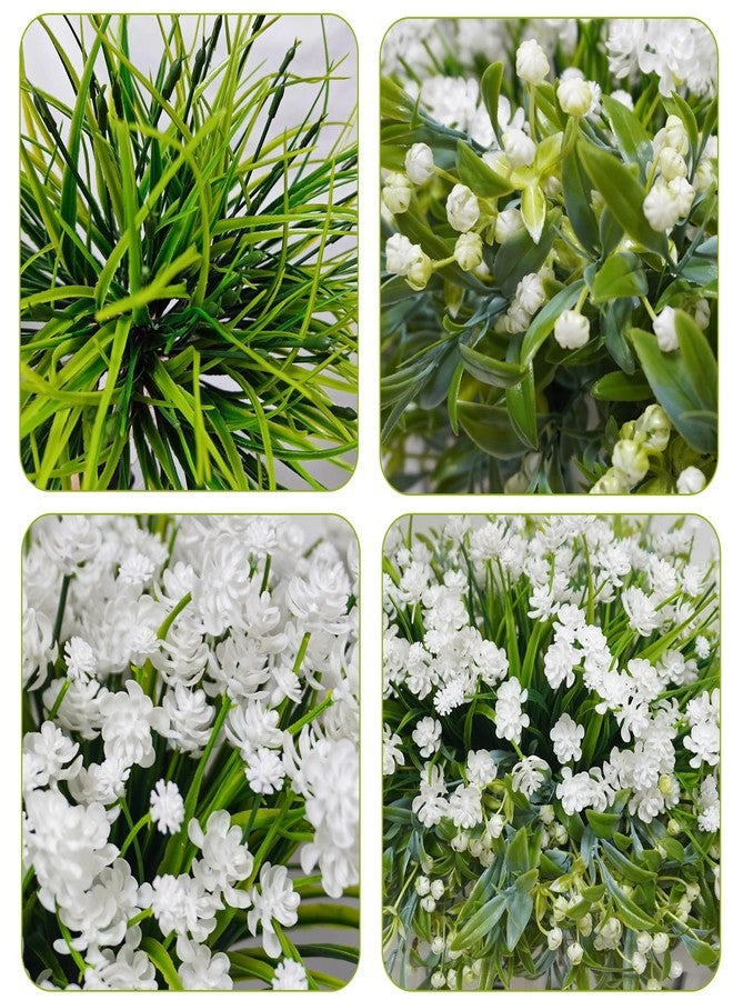 Ruidazon 36 Pcs Artificial Flowers for Outdoor, UV Resistant Outdoor Fake Plants Faux Plastic Flowers Shrubs for Outside Garden Patio Porch Window Box Spring Summer Decor (Mixed White) - Image 2