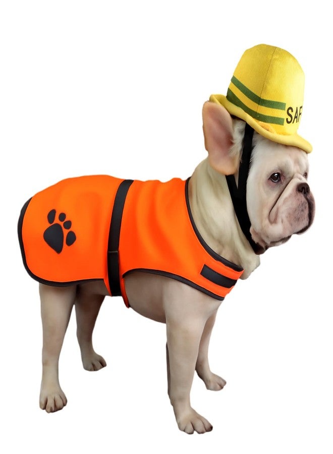 Lamiaraga Dog Construction Costume for Medium Dog Helmet and Service Dog Vest Cute Outdoor Workers hat for pet Halloween Architect ostume - Image 1