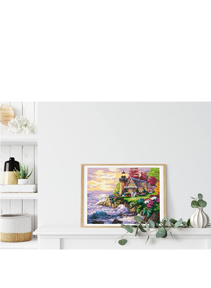 SOLARAE Paint by Number for Adults Beginner Students Kids Ideal Gift Choice DIY Acrylic Paints Room D√©cor Seaside Castle Without Frame - Image 2