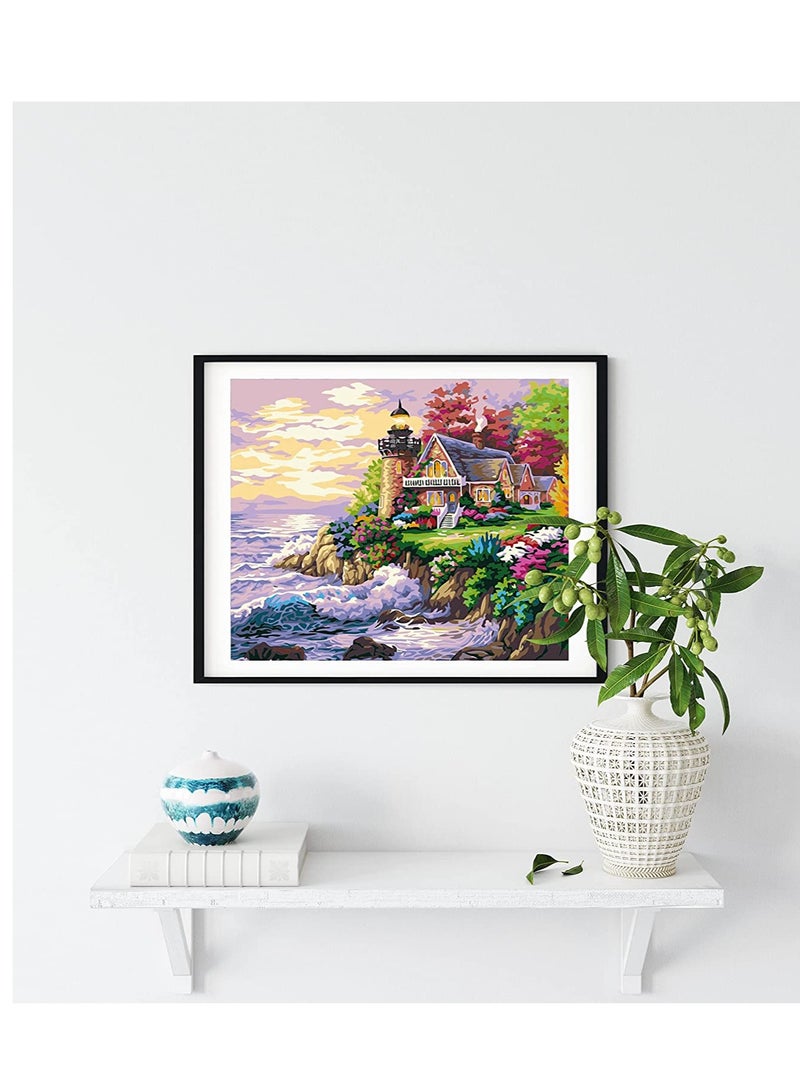 SOLARAE Paint by Number for Adults Beginner Students Kids Ideal Gift Choice DIY Acrylic Paints Room D√©cor Seaside Castle Without Frame - Image 3