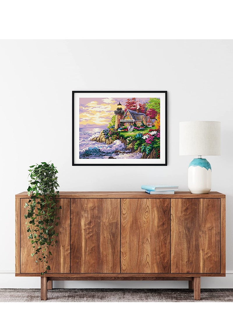 SOLARAE Paint by Number for Adults Beginner Students Kids Ideal Gift Choice DIY Acrylic Paints Room D√©cor Seaside Castle Without Frame - Image 4