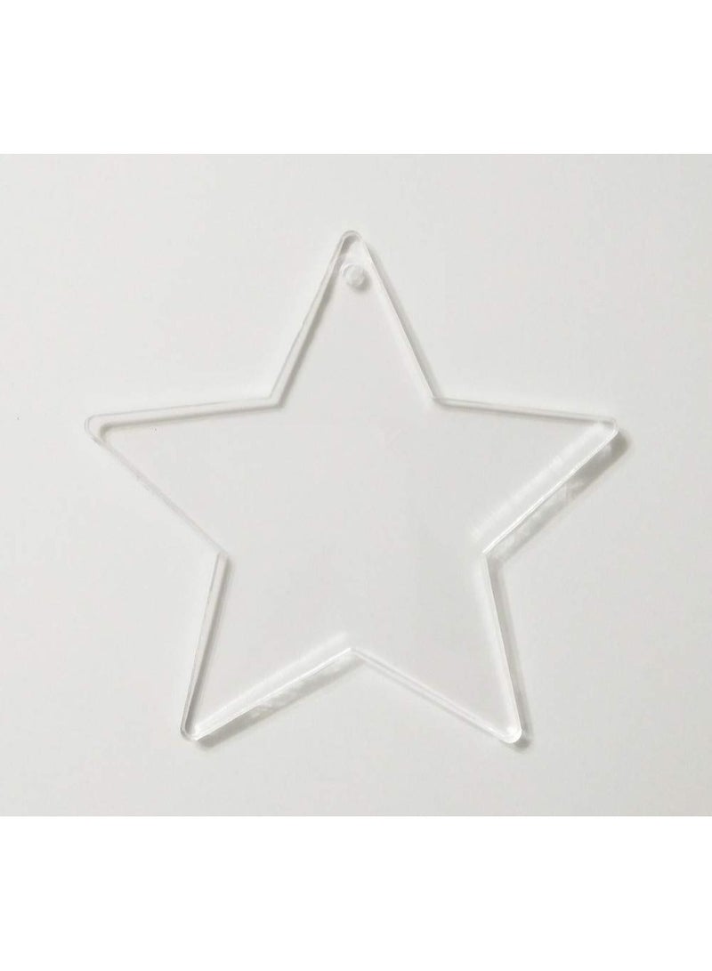 AAS ECOM 15 PCS of Acrylic Star Ornaments Blanks, 1/8" Thick Clear Acrylic Key Chain, Laser Cut Eco-Friendly Tags (3.0")  - Image 1