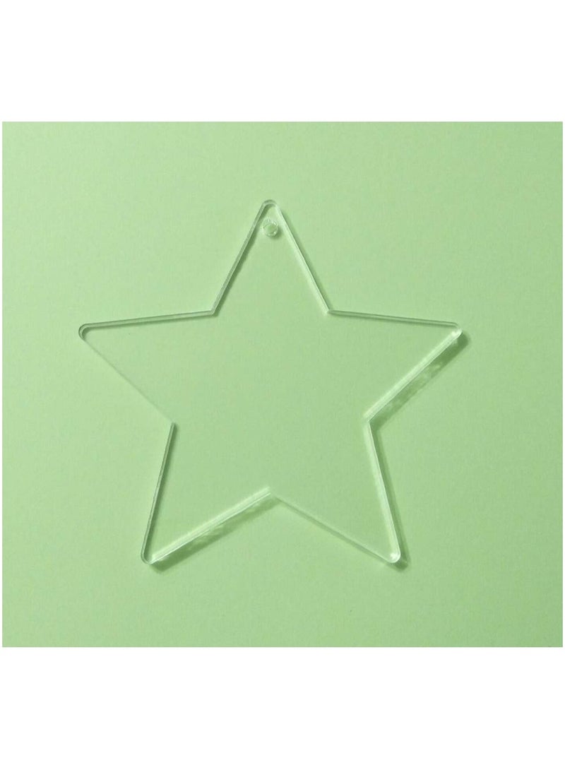 AAS ECOM 15 PCS of Acrylic Star Ornaments Blanks, 1/8" Thick Clear Acrylic Key Chain, Laser Cut Eco-Friendly Tags (3.0")  - Image 2