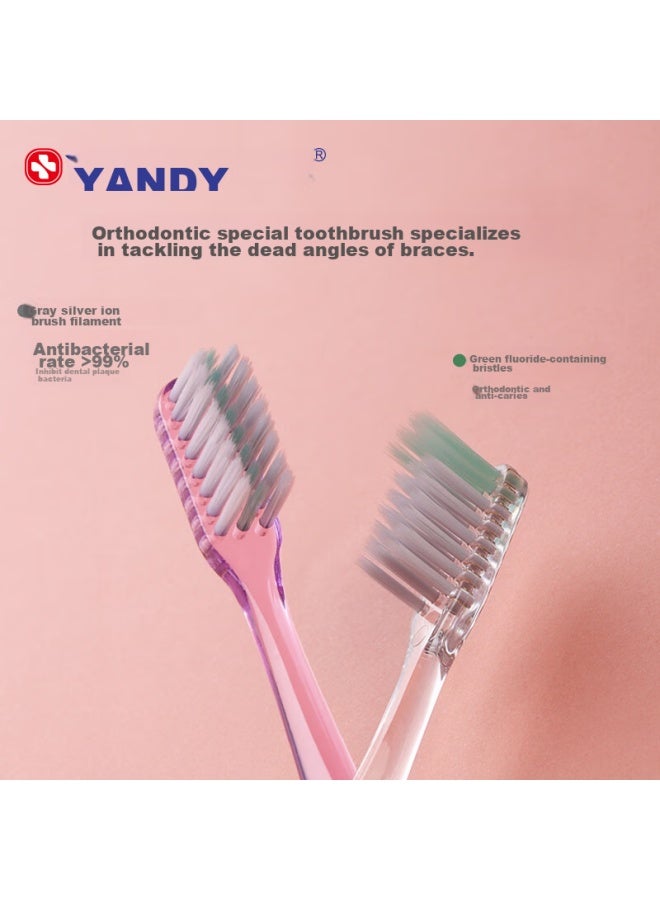 Yandy Orthodontic Toothbrush, Concave U-shaped, 3-pack, For Adults And Children With Braces, Soft Bristles, Small Head - Image 2