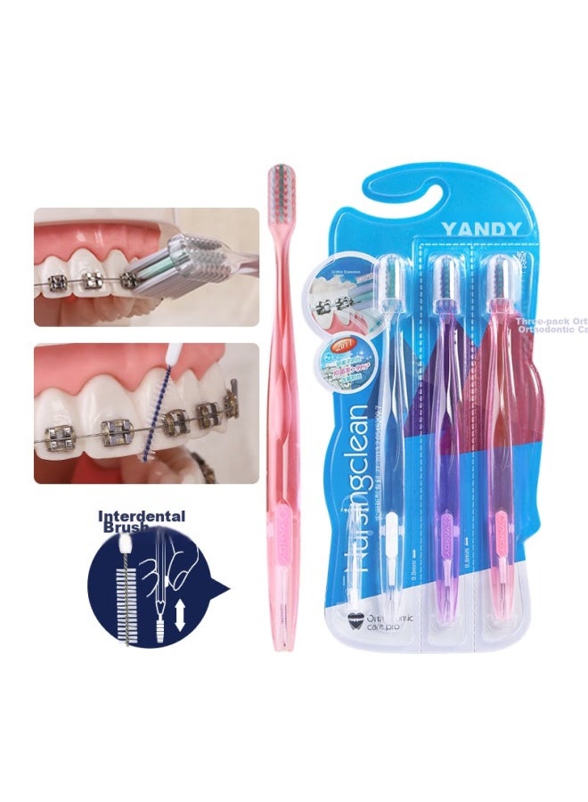 Yandy Orthodontic Toothbrush, Concave U-shaped, 3-pack, For Adults And Children With Braces, Soft Bristles, Small Head - Image 4
