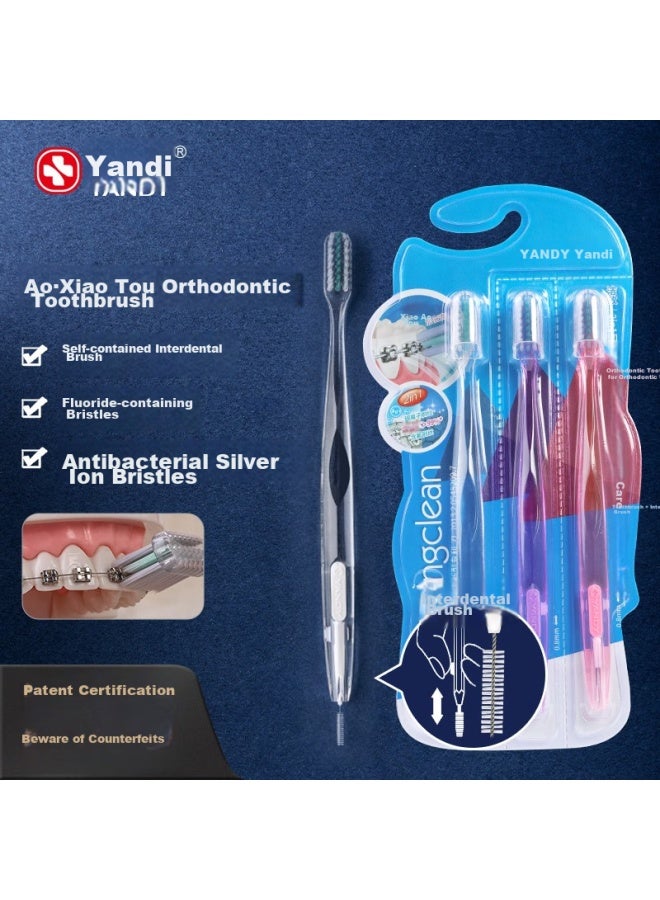 Yandy Orthodontic Toothbrush, Concave U-shaped, 3-pack, For Adults And Children With Braces, Soft Bristles, Small Head - Image 5