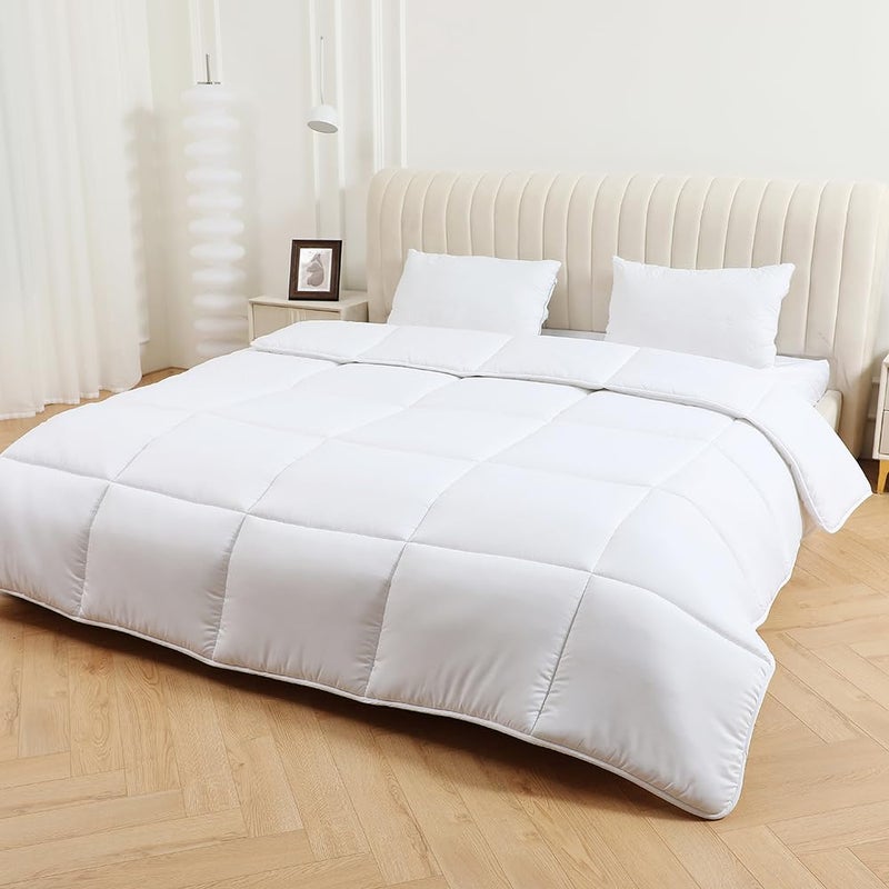 DN COLLECTION 15 TOG Double Duvet Soft Touch Microfibre Box Stitched Summer Quilt Feels Like Down Size 200x200cm Anti Allergy 15 Tog Double