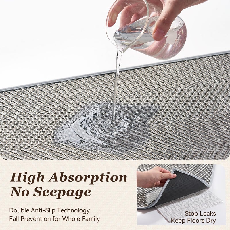AMOAMI Kitchen Mats for Floor, Non Slip Washable Grey Kitchen Rugs Absorbent Quick Dry and Easy to Clean, Rugs for Kitchen in Front of Sink, 17â€œ*30â€ - Image 5
