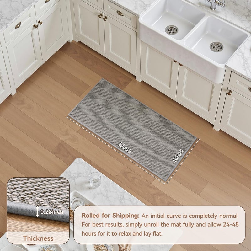 AMOAMI Kitchen Mats for Floor, Non Slip Washable Grey Kitchen Rugs Absorbent Quick Dry and Easy to Clean, Rugs for Kitchen in Front of Sink, 17â€œ*30â€ - Image 2